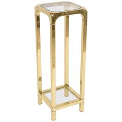 Polished Brass and Glass Pedestal, Mastercraft, American, 1970s-1980s