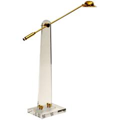 Vintage Lucite Brass Floor Lamp by Bauer in the Style of Karl Springer