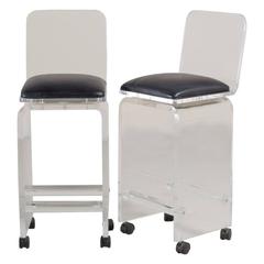 Pair of Lucite Faux Leather Swivel Bar Stools, 1980s 1