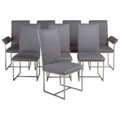 Set of Eight Nickel Framed Dining Chairs by Milo Baughman 10