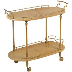 Aldo Tura Designed Lacquered Goatskin Bar Cart, Italy, 1950s