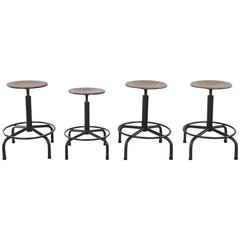 Retro Metal and Wood Swivel Adjustable Height Counter Stool