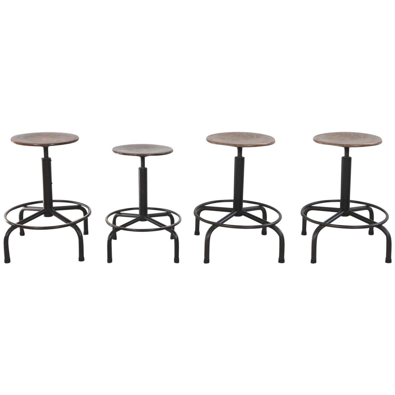 Metal and Wood Swivel Adjustable Height Counter Stool at 1stdibs