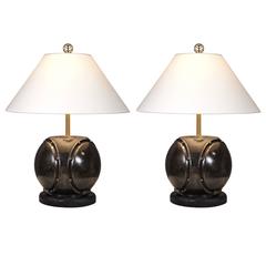 Pair of Monumental Iron Base Lamps 8