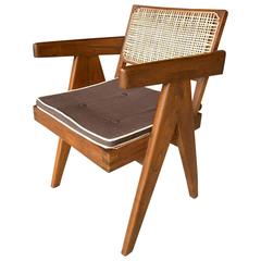 Teakwood "Office Cane Chair" Designed by Pierre Jeanneret  C. 1955-56
