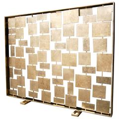 "Forms" a Contemporary Gilded Metal Fire Screen by American Artist Del Williams