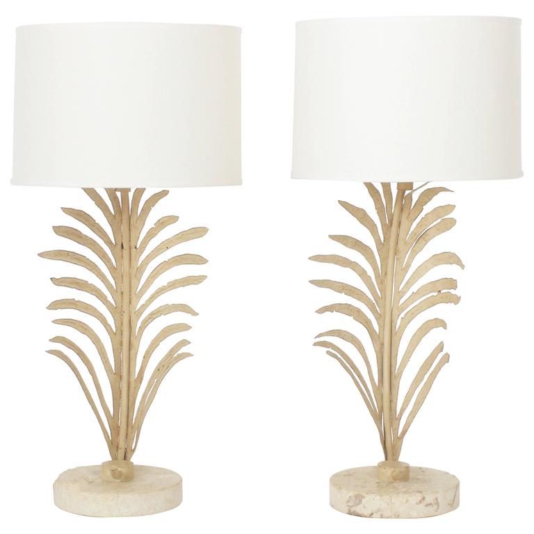 Pair Of Palm Leaf Table Lamps