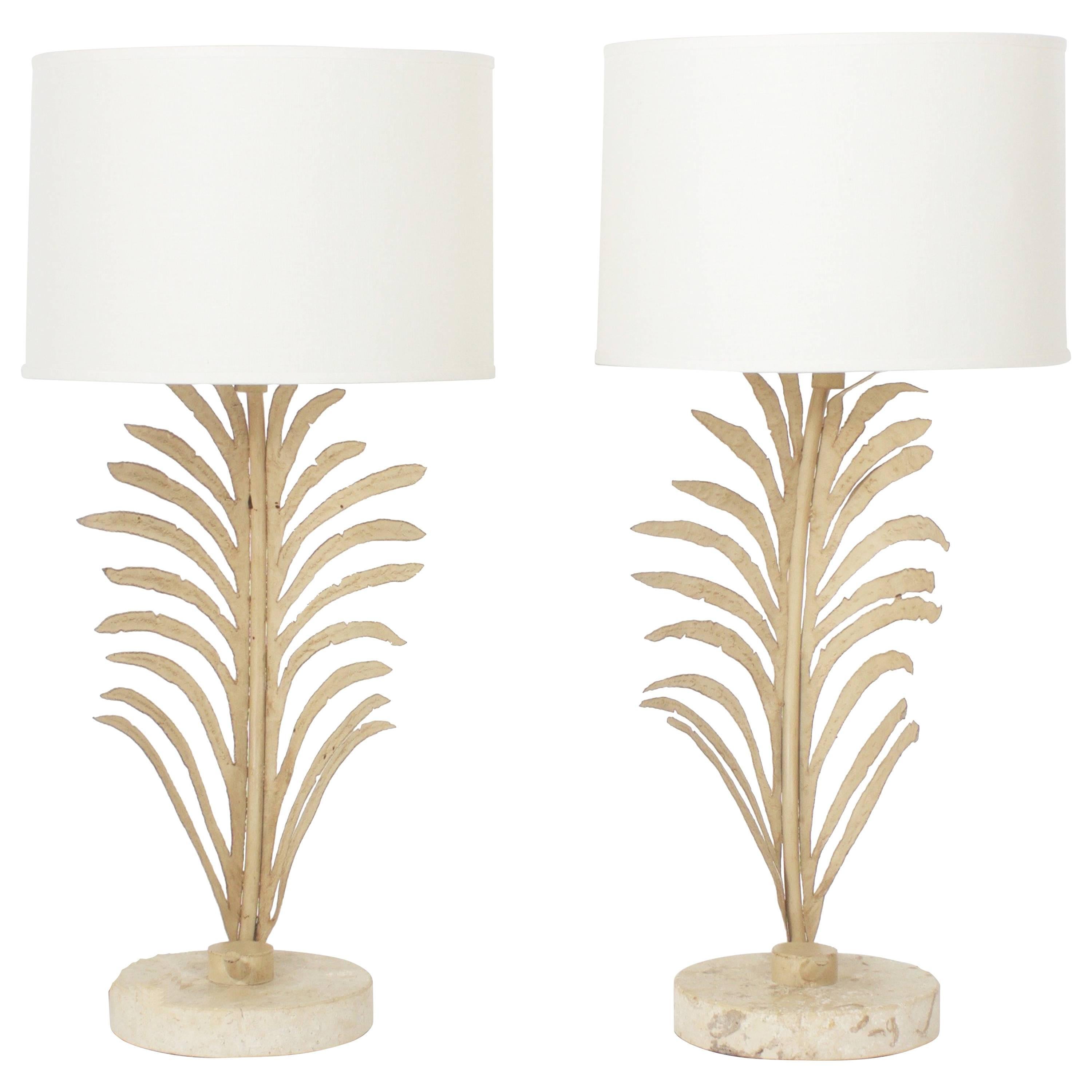 Pair of Palm Leaf Table Lamps