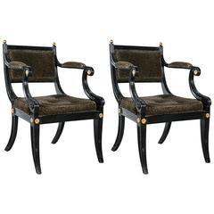 Pair of English Regency Klismos Chairs
