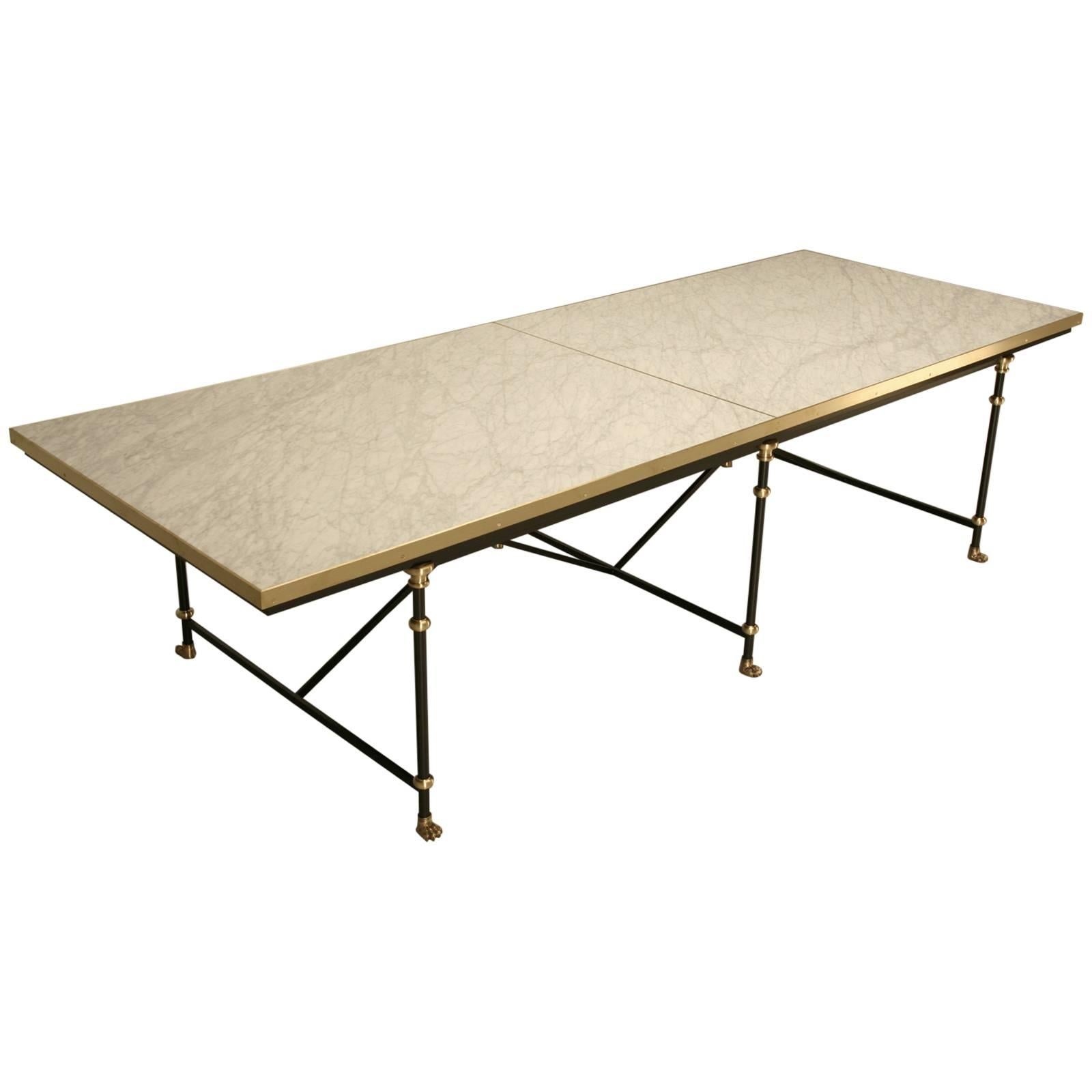 French Industrial Inspired Style Dining Table Steel, Brass, and Bronze, Any Size