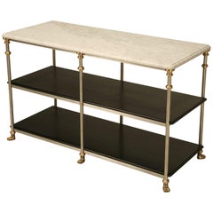 French Industrial Style Kitchen Island, Stainless Steel and Bronze with Paw Feet