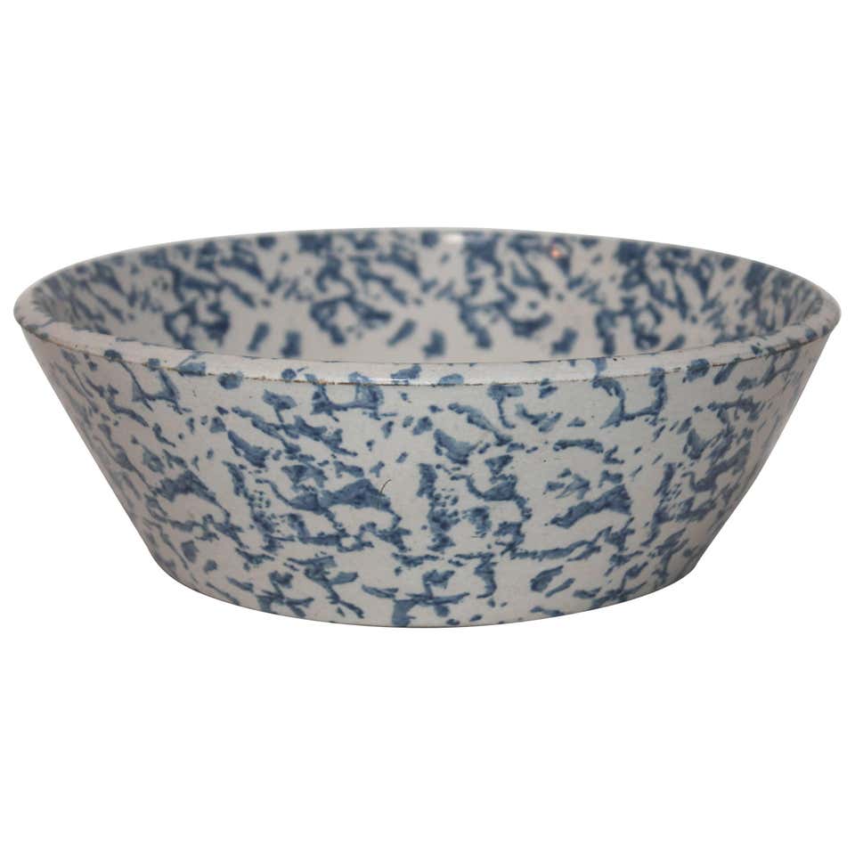 Monumental 19th Century Spongeware Pottery Mixing Bowl For Sale at ...