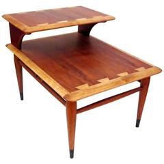 1950s American Modern walnut step end side table Atomic age