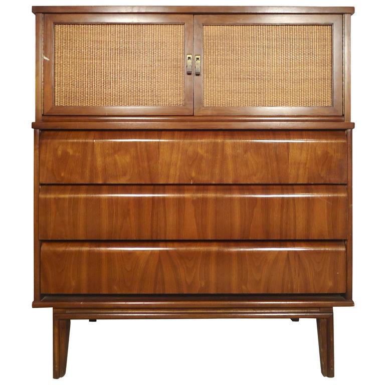 Unique Cane Front Tall Dresser For Sale at 1stdibs