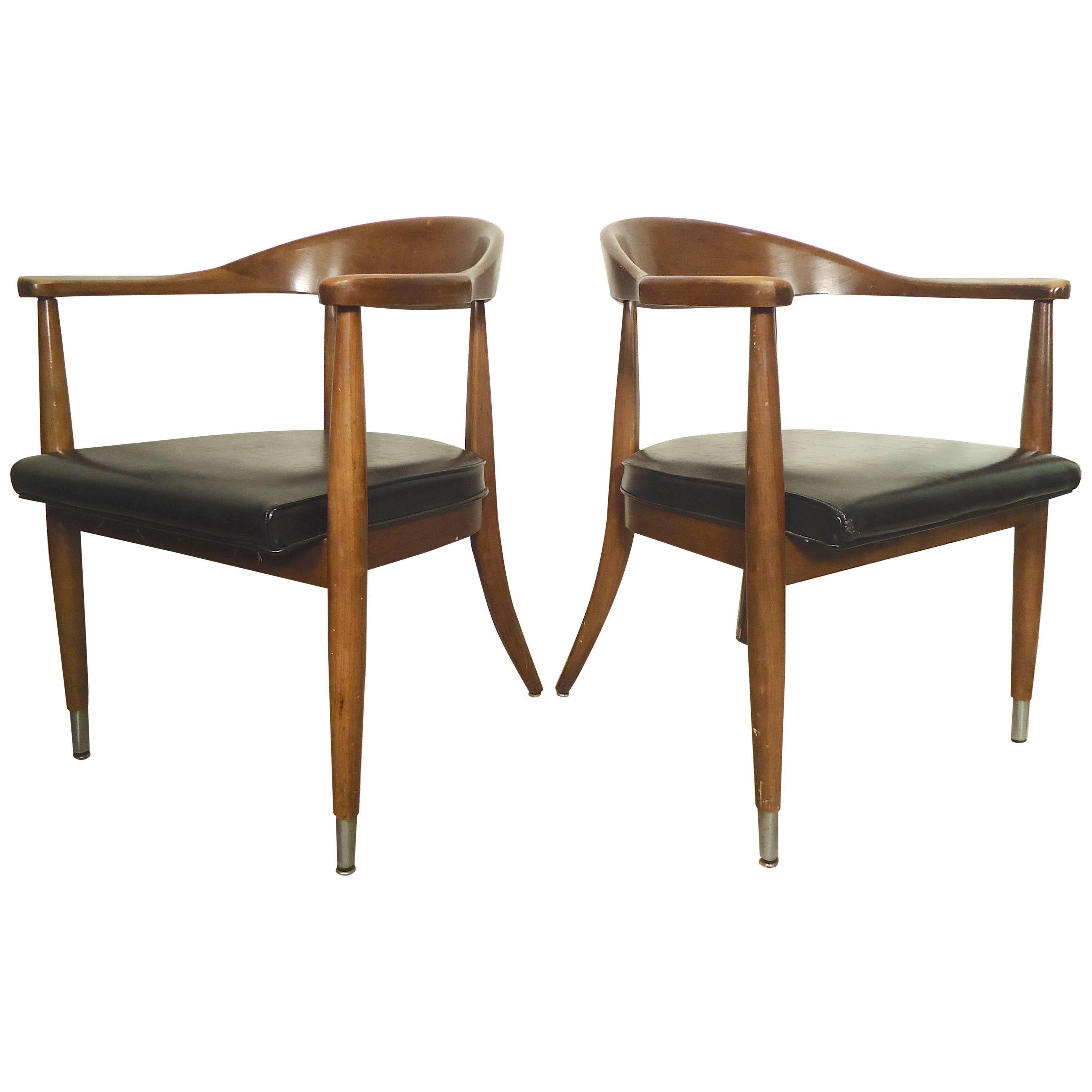 Pair of Mid-Century Modern Round Back Chairs