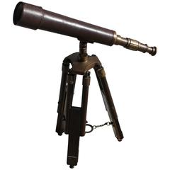 Early 20th Century Telescope in Leather and Brass