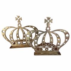 Pair of Brass Crown Bookends