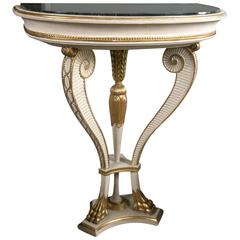 Maison Jansen Marble-Top Paint and Parcel Gilt Demilune Console