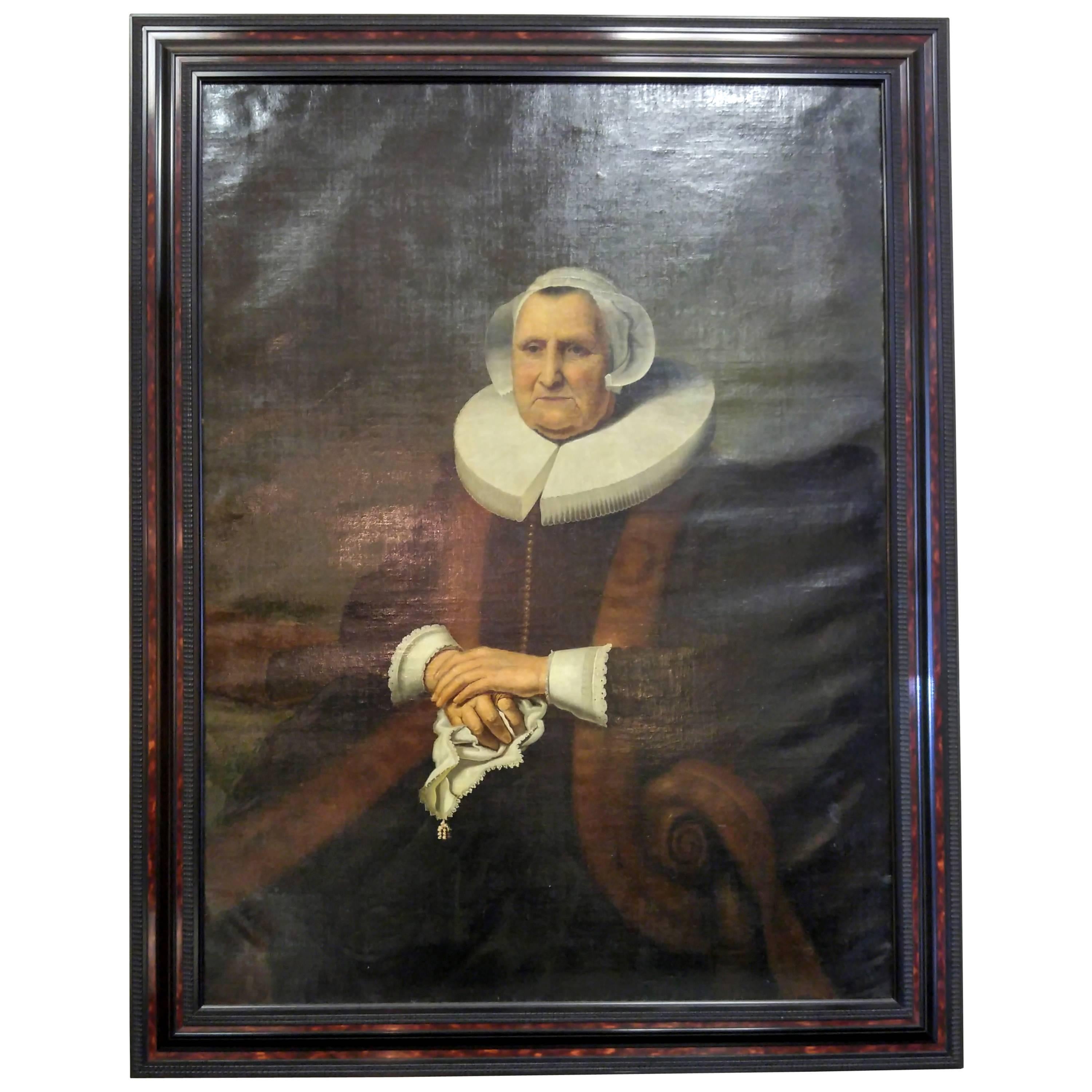 Portrait néerlandais du XIXe siècle, huile sur toile en vente