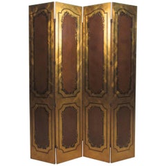 Impressive Vintage Gold Leaf Style Four Panel Room Divider
