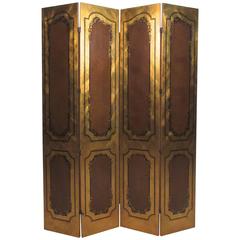 Impressive Vintage Gold Leaf Style Four Panel Room Divider 5