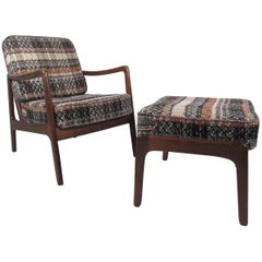 Mid-Century Modern Ole Wanscher Lounge Chair with Ottoman by John Stuart