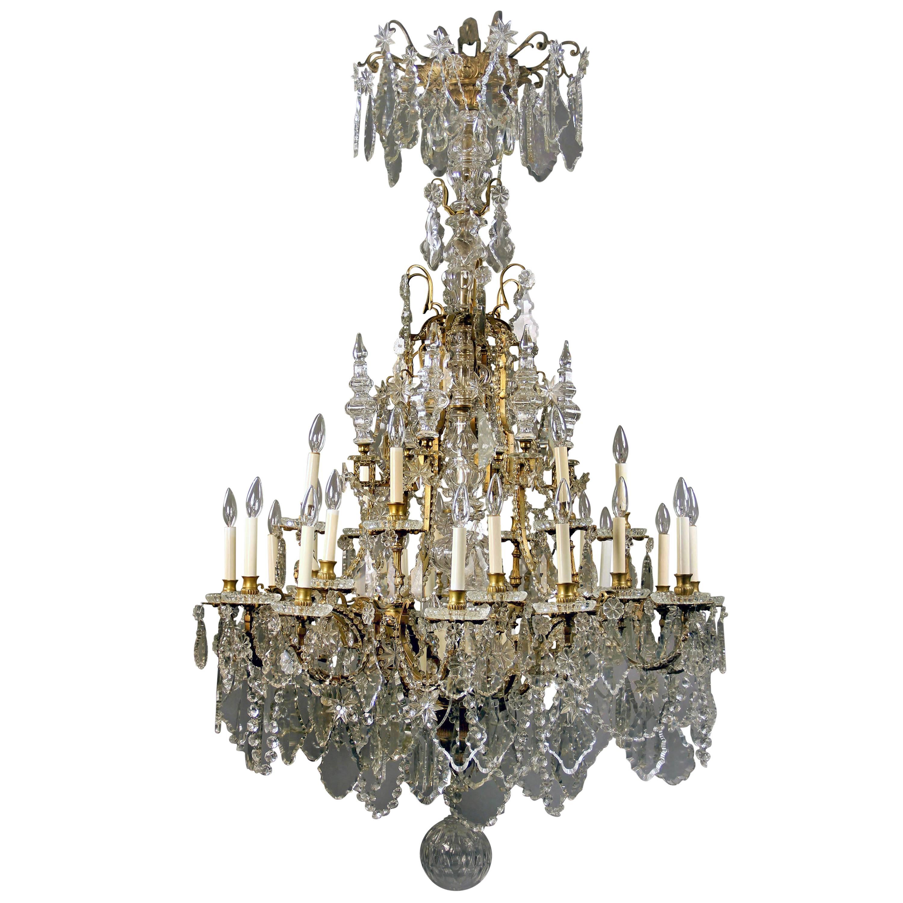 Late 19th Century Gilt Bronze and Baccarat Crystal Chandelier