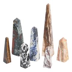 Collection of 7 Specimen Marble Obelisks