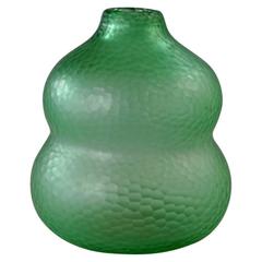Carlo Scarpa Battuto Green Glass Vase, Venini, Murano