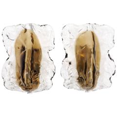 Pair of Organic Two-Tone Murano Glass Sconces by Kalmar, 1970s