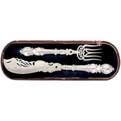 Pair of Victorian English Sterling Fish Servers by Hilliard
Thomason, 1856 Pair of Victorian English Sterling Fish Servers by Hilliard
Thomason, 1856