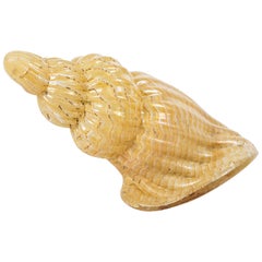 Murano Glass Shell Sculpture with Brown Detail