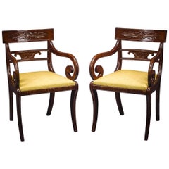 Antique Pair of Klismos-Form Armchairs