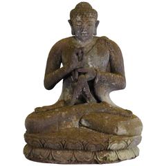 Monumental Lava Stone Hand-Carved Buddha, 20th Century