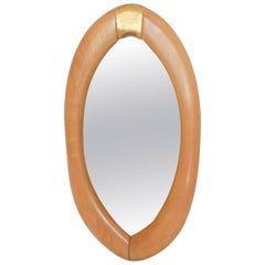 Almond Shape Mirror With Gold Accent