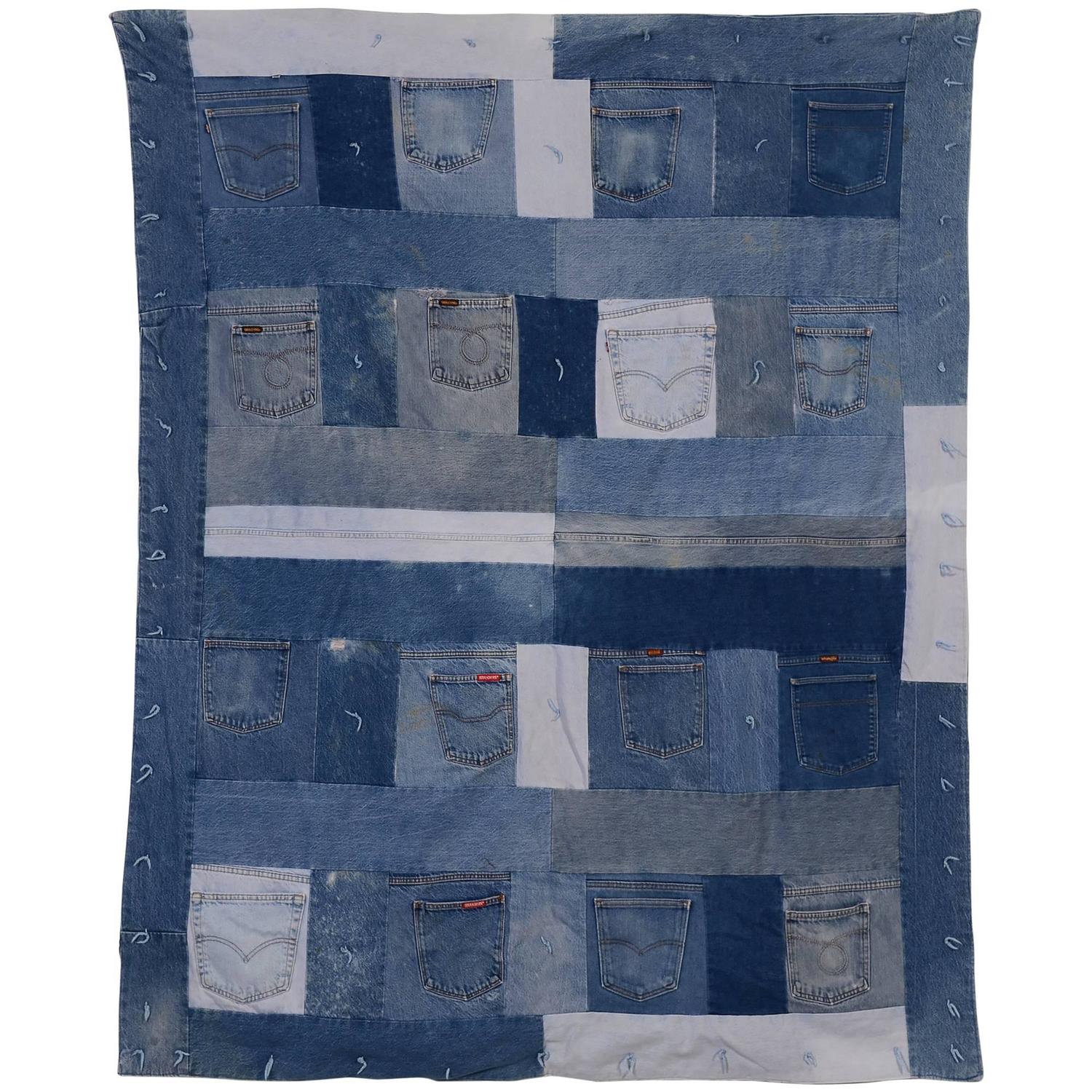 Denim Quilt with Jeans Pockets For Sale at 1stdibs