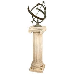 Bronze Armillary on Stone Column 3