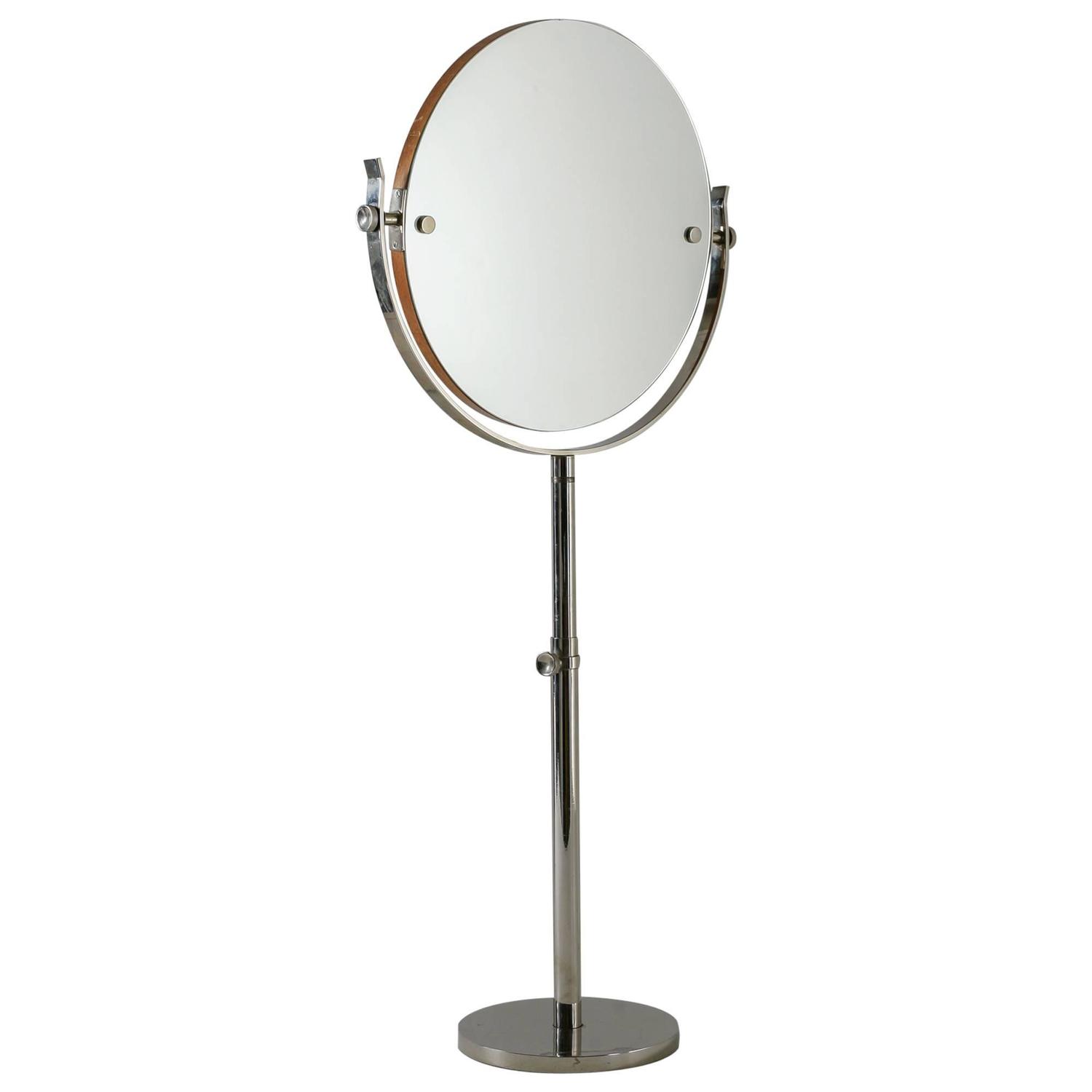 Large Height-Adjustable Nickel Vanity or Shaving mirror ...