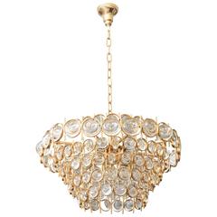 Hollywood Regency Style Polished Gold and Crystal Chandelier by Palwa 10