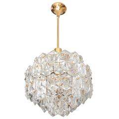 Mid-Century Modern Chandelier, Gold-Plated with Molded-Crystals, Kinkeldey