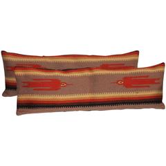 Pair of Chimayo Weavings/Birds in Flight Bolster Pillows