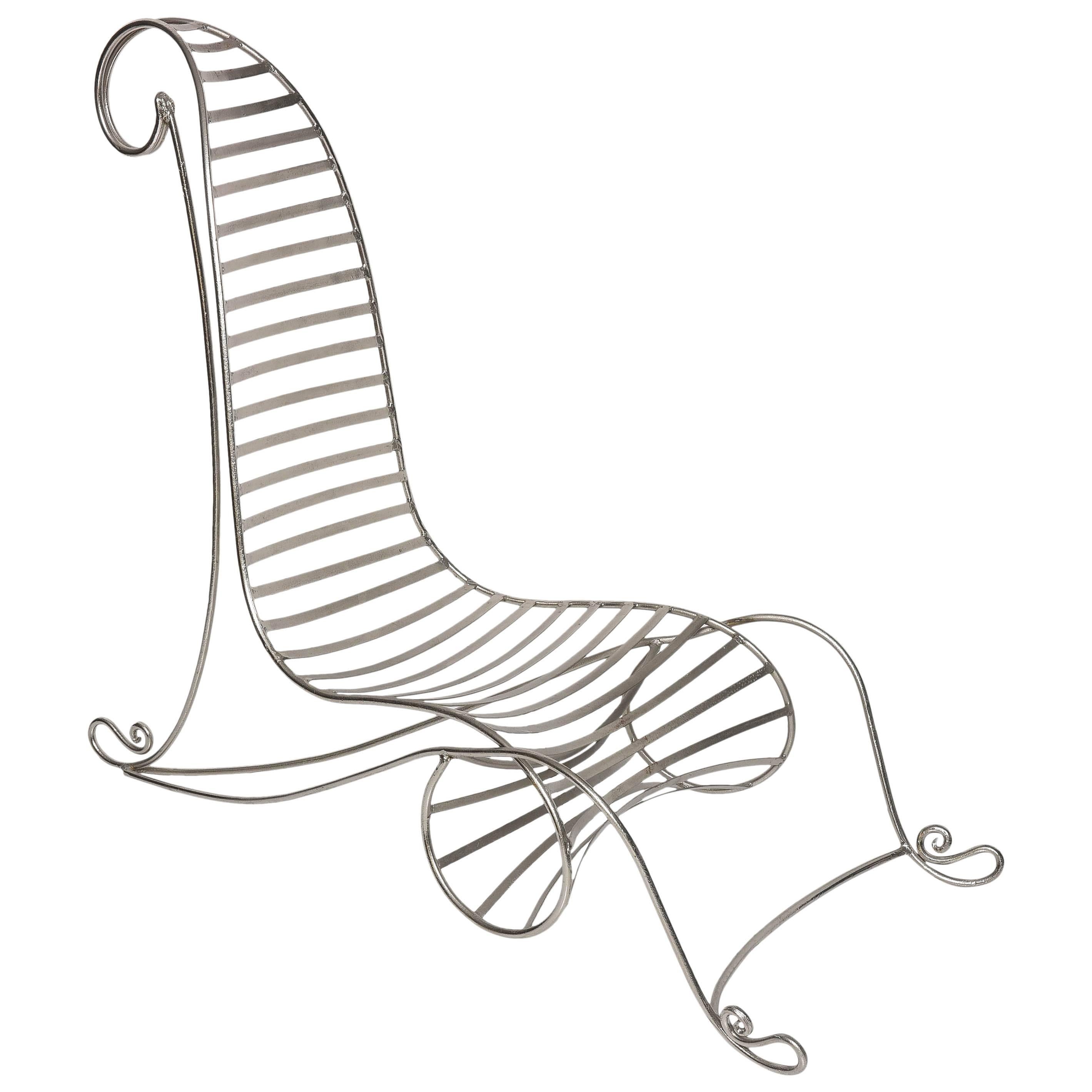 Chaise chromée dans le style de la chaise Spine d'après Andr Dubreuil, vers 1990