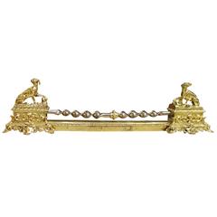 Antique Bronze and Brass Hunting Dog Fireplace Fender from France, circa 1850