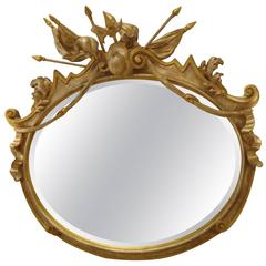 Huge Theatrical Italian Wood and Gesso Oval Mirror