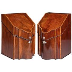 Fine Pair of Double Serpentine Mahogany Knife Boxes