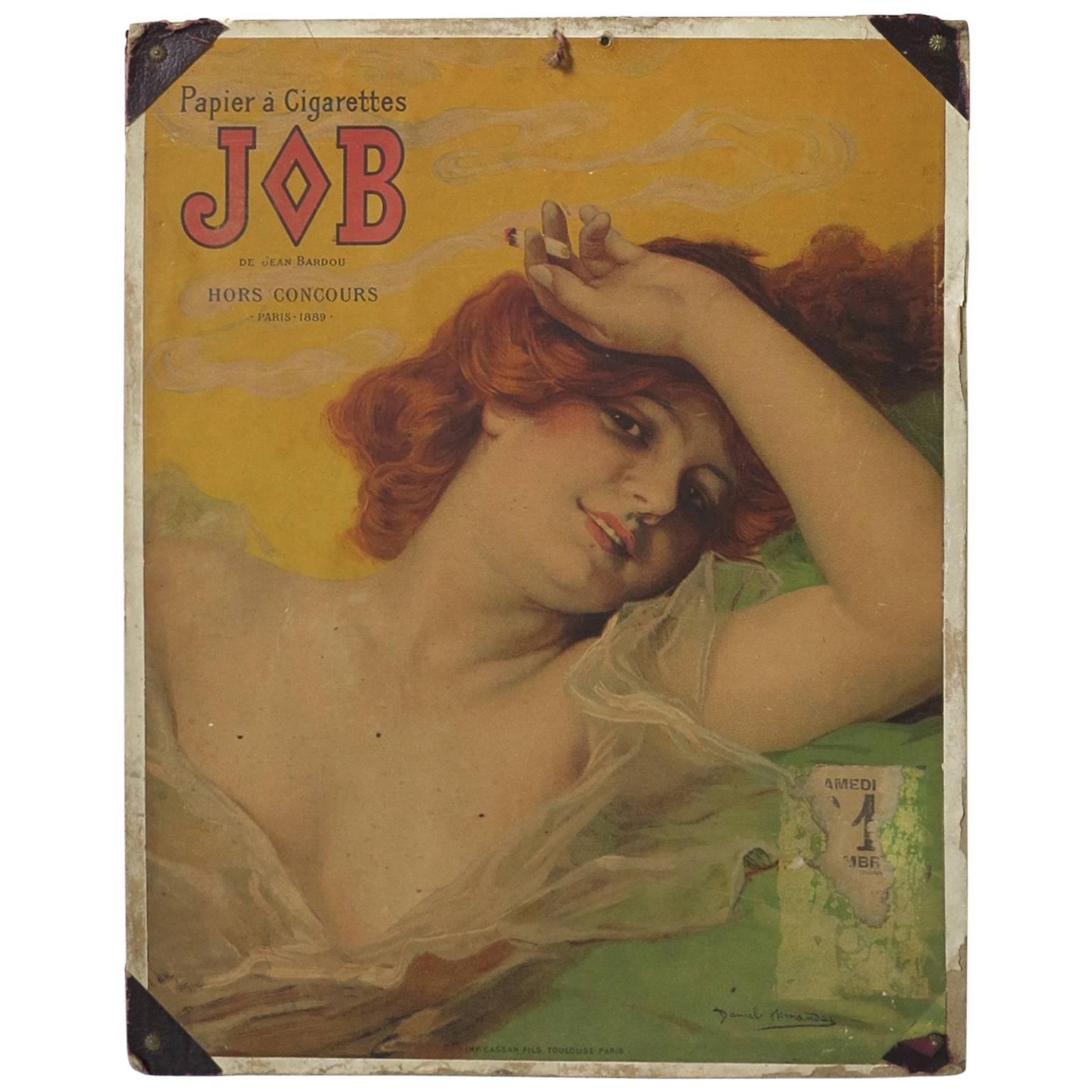 Rare Art Nouveau cardboard at "JOB Cigarettes" 1889 by Daniel Hernandez For Sale
