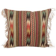 Extraordinary Early Navajo Weaving Fringed Pillow