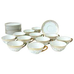 Set of 12 Royal Copenhagen ‘Florica Danica’ Tea Cups and Saucers