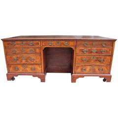 Fine George II Style Figured Walnut Partners Desk