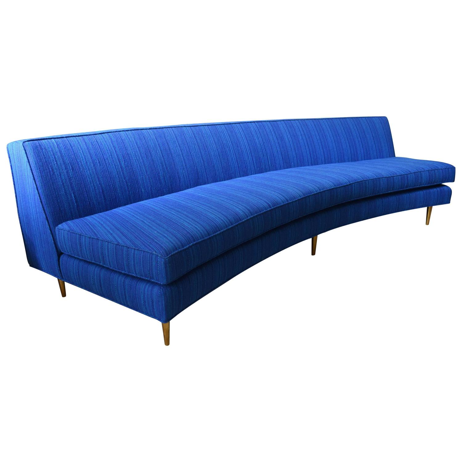 Mid-Century Modern Harvey Probber Curved Sofa Brass Legs For Sale at 